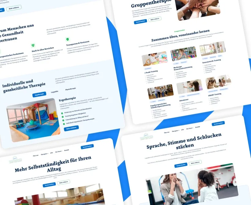 Ausschnitt der Website von ELP Therapiezentrum